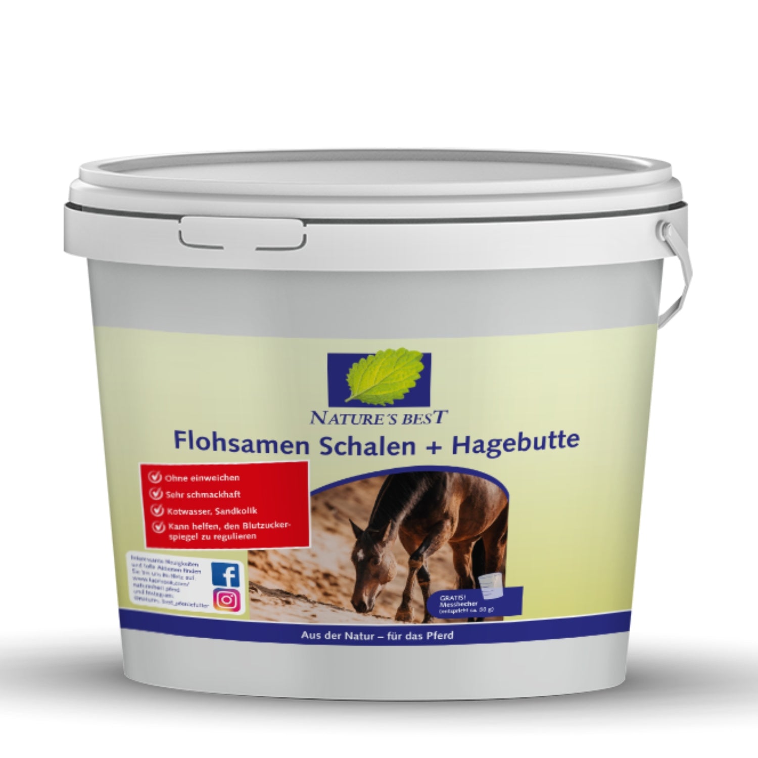 Natures Best Flohsamen Schalen + Hagebutte für Pferde 1,5kg