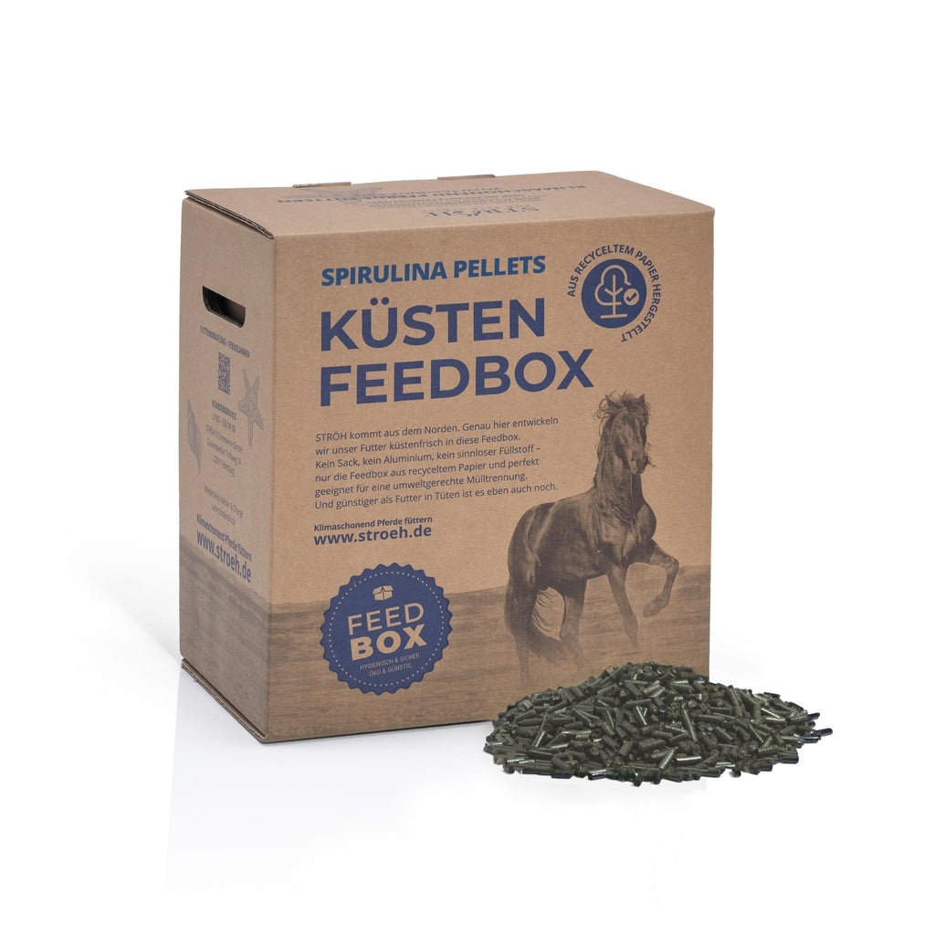 STRÖH Spirulina Pellets für Pferde 4kg Feedbox XXS