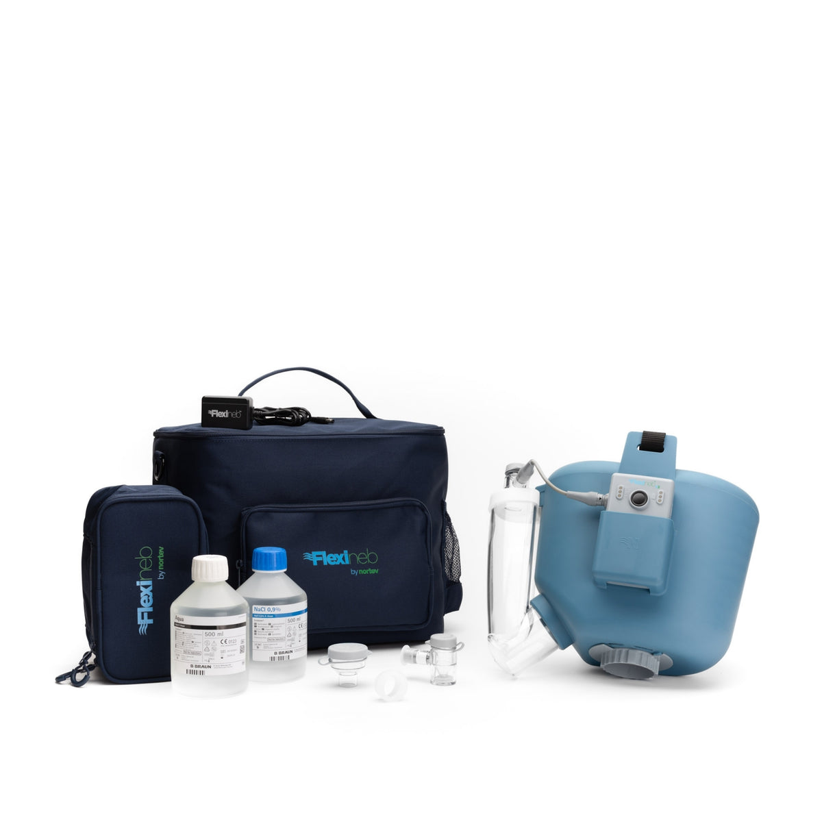 Flexineb E3 Inhalator für Pferde Komplettset Standardgröße Blau