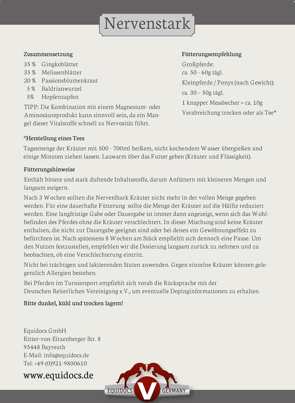 Equidocs Kräutermischung Nervenstark 1000 g