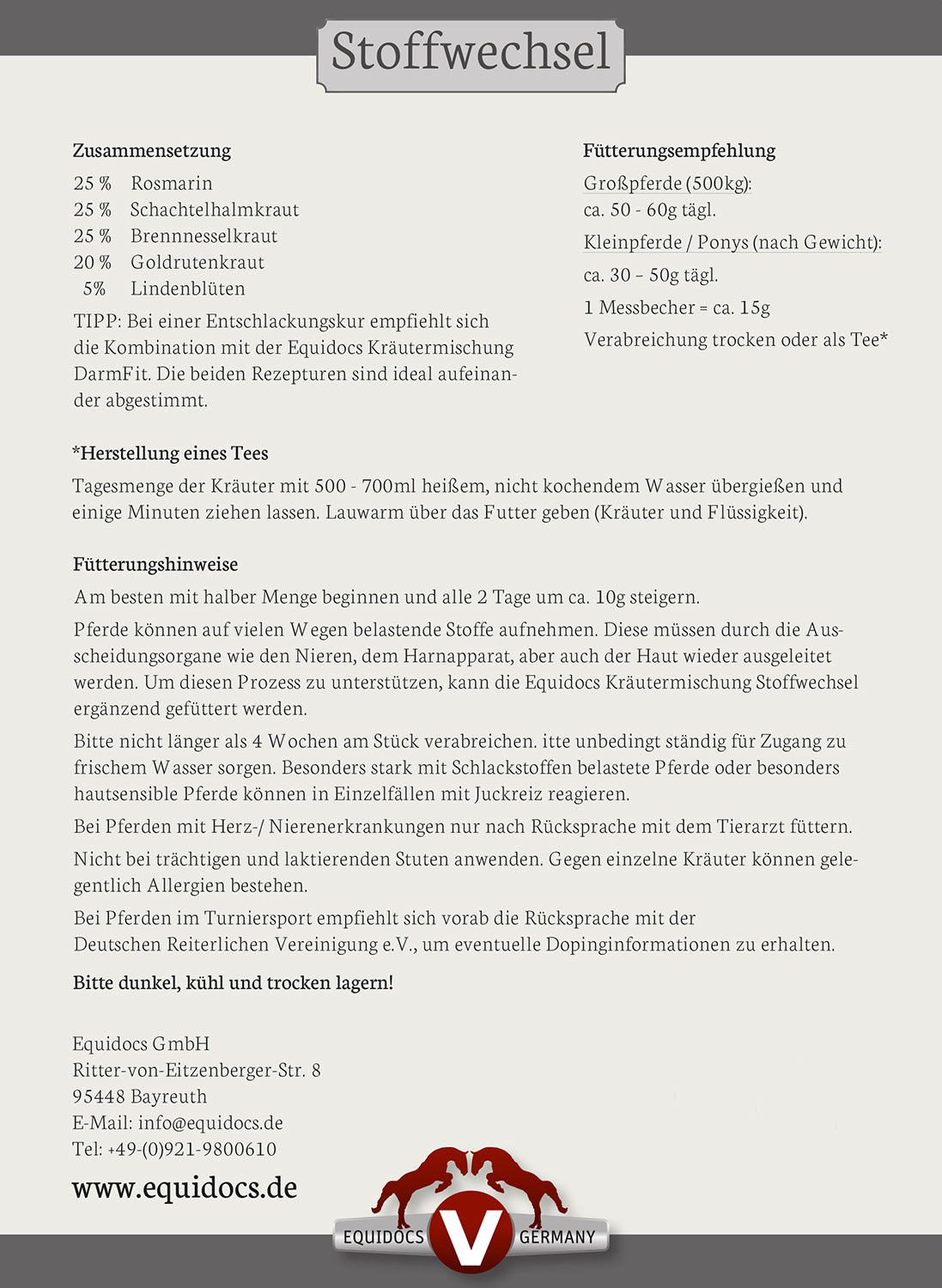 Equidocs Kräutermischung Stoffwechsel 1000 g